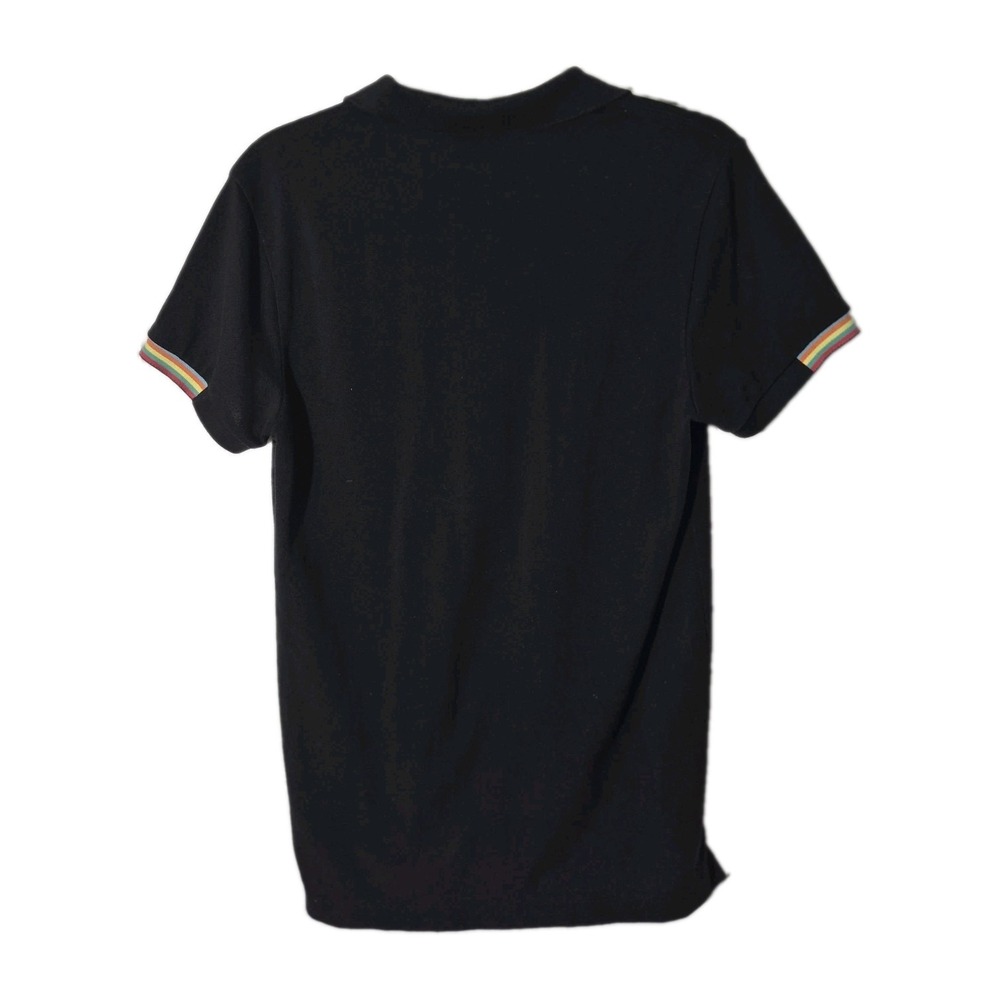 Lacoste Rainbow Trim Polo Shirt Black Mens Size 4 Medium Croc - Picture 12 of 12